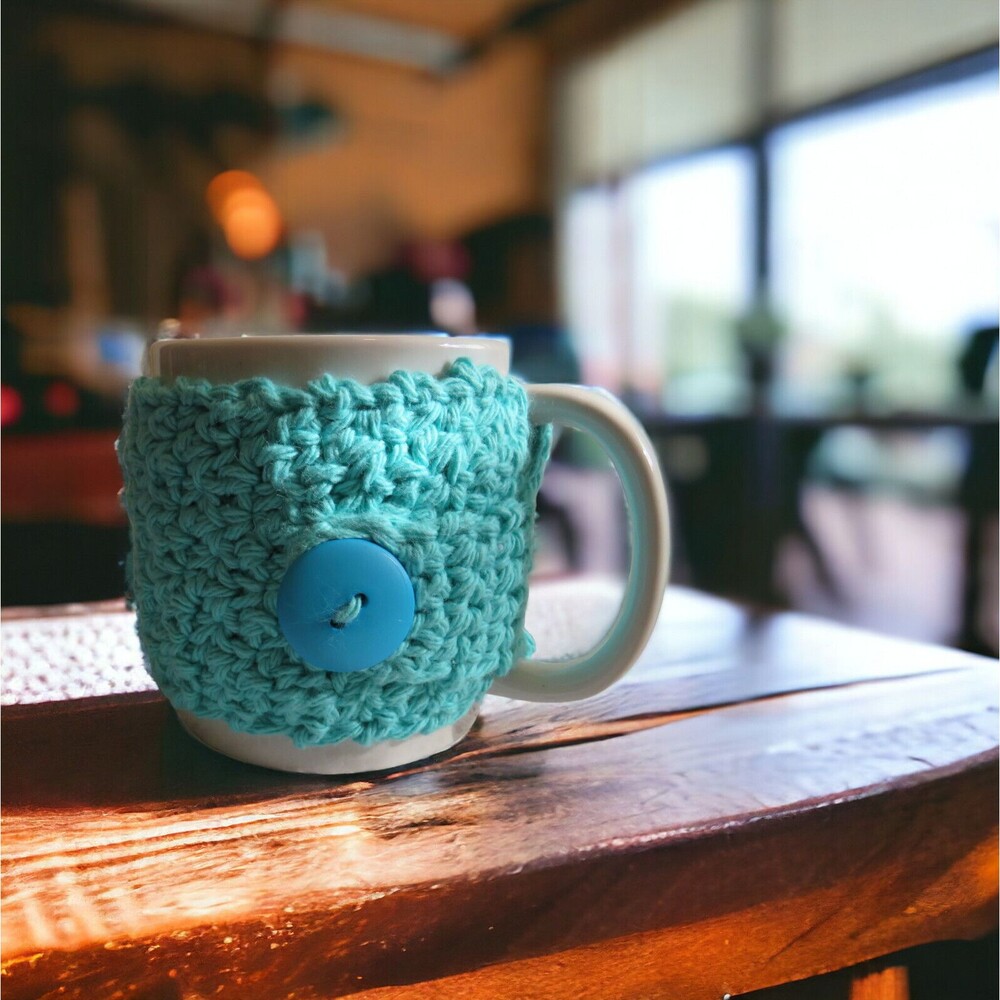 Crochet Cup Cozy Blue Handmade Coffee Cup or Tea Warmer